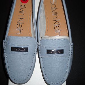 CALVIN KLEIN LETA PEBBLED LEATHER SLIP ON DRIVING